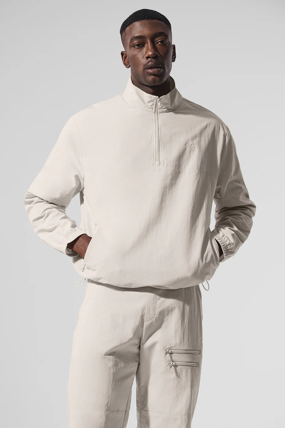 Light Weight Takeaway Track Pullover - Bone