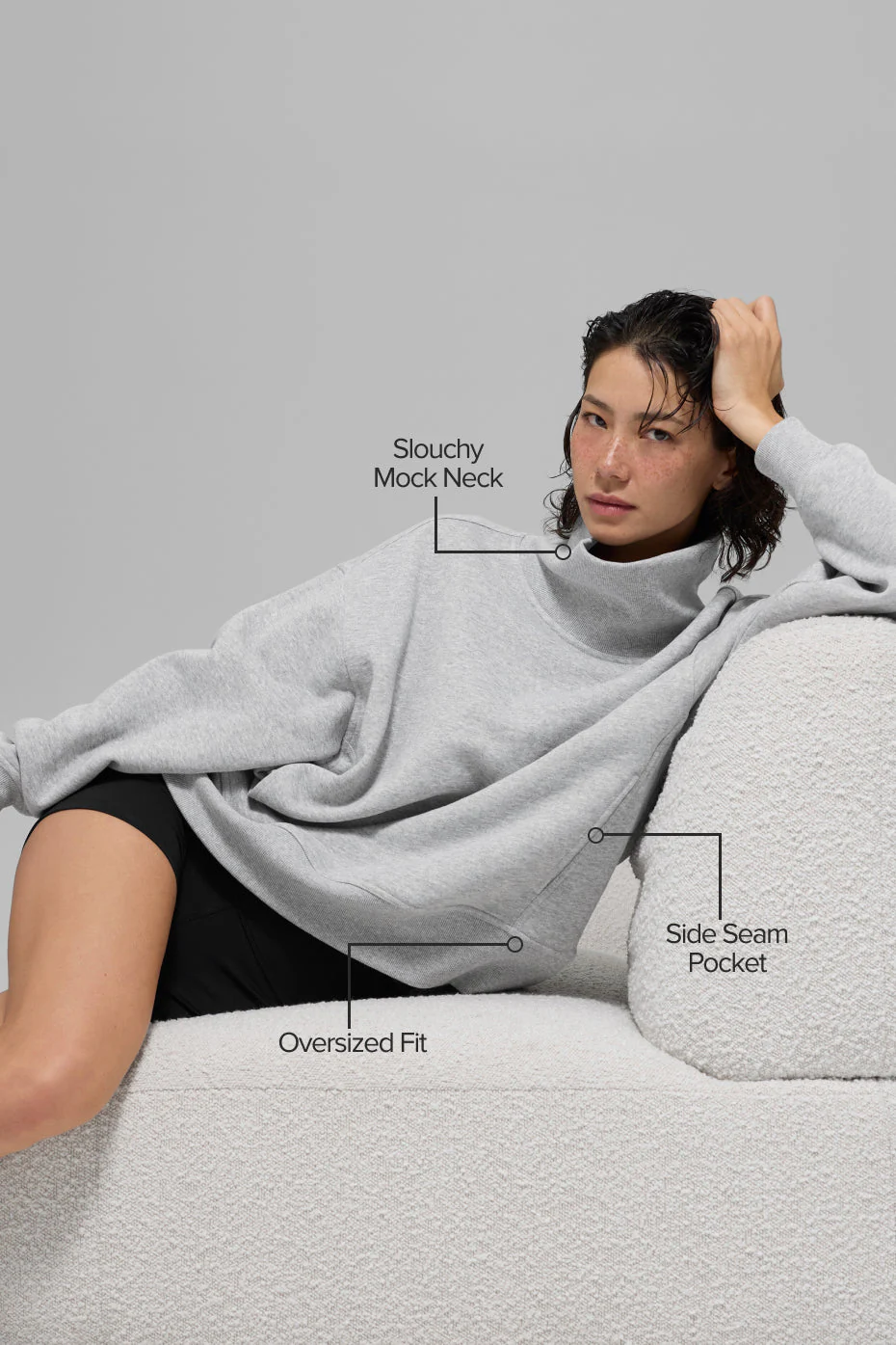 Hazy Mock Neck Pullover - Athletic Heather Grey