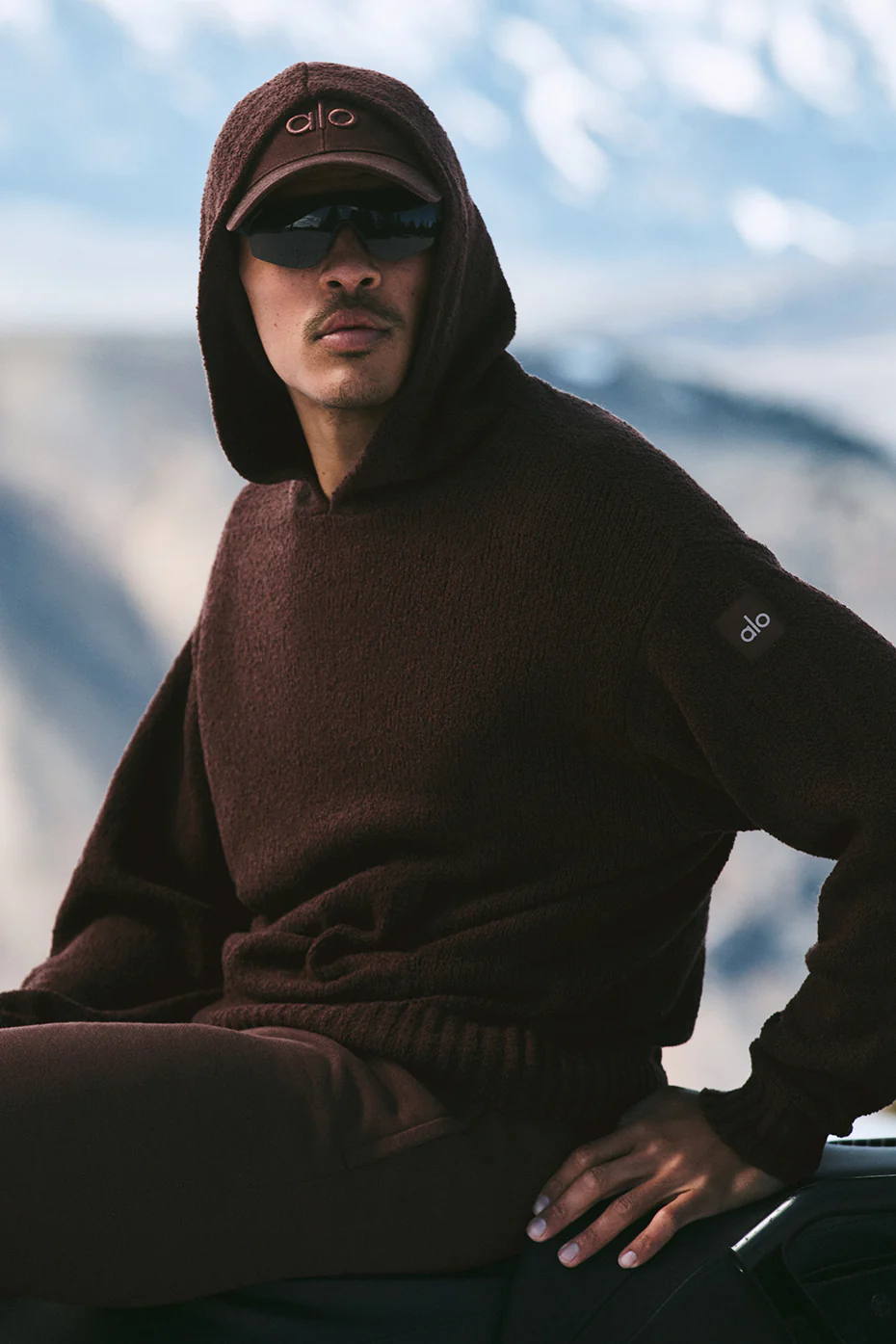 Textured Knit Hoodie - Brownstone
