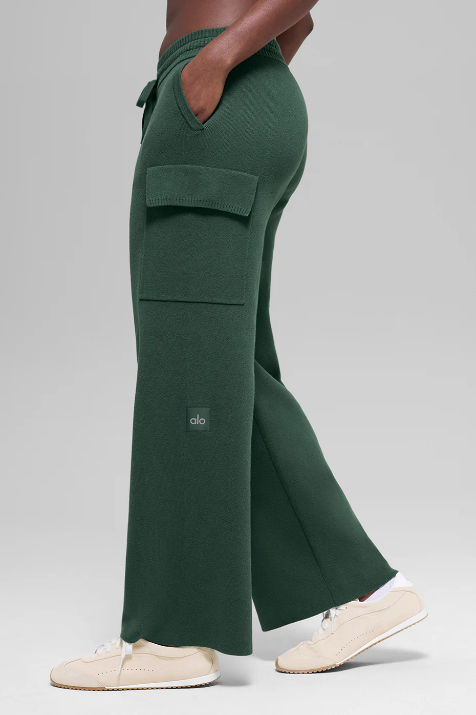 Scholar Knit High-Waist Cargo Pant - Clover Green