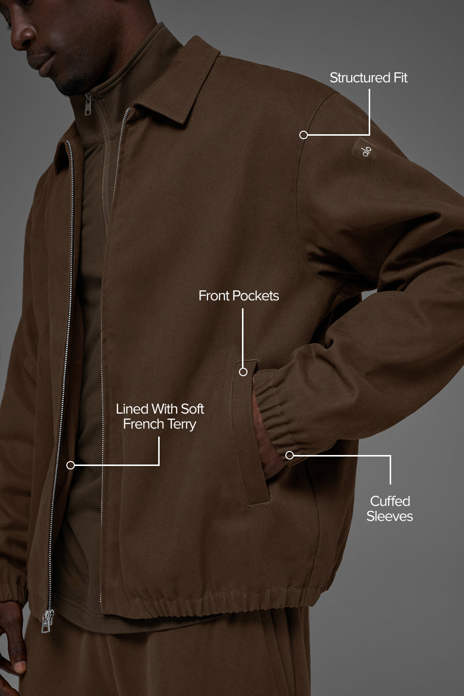 Cotton Canvas Coaches Jacket - Espresso