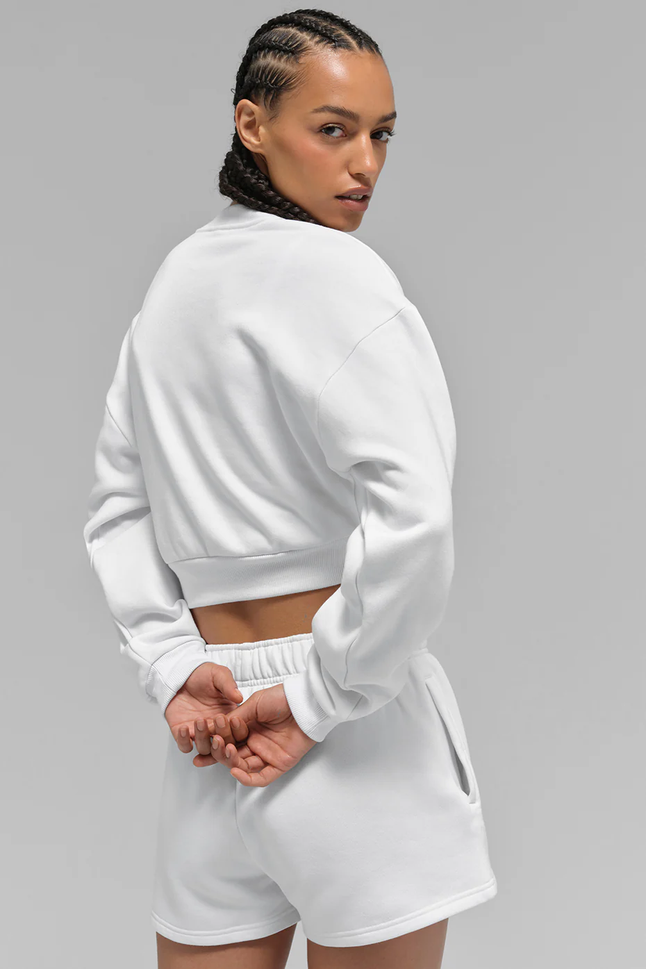 Cropped Accolade Crewneck - White