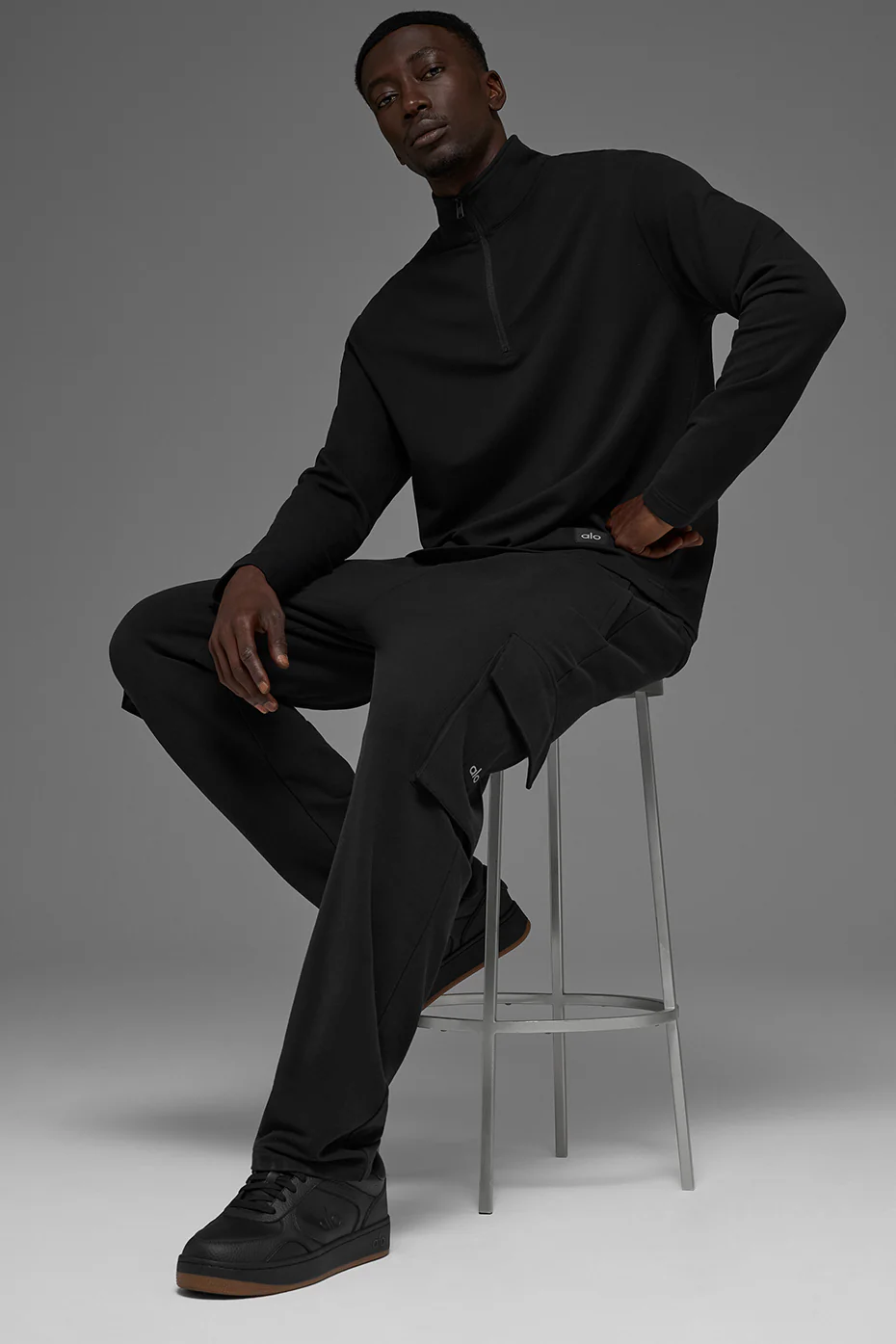 Double Take Long Sleeve 1/4 Zip - Black