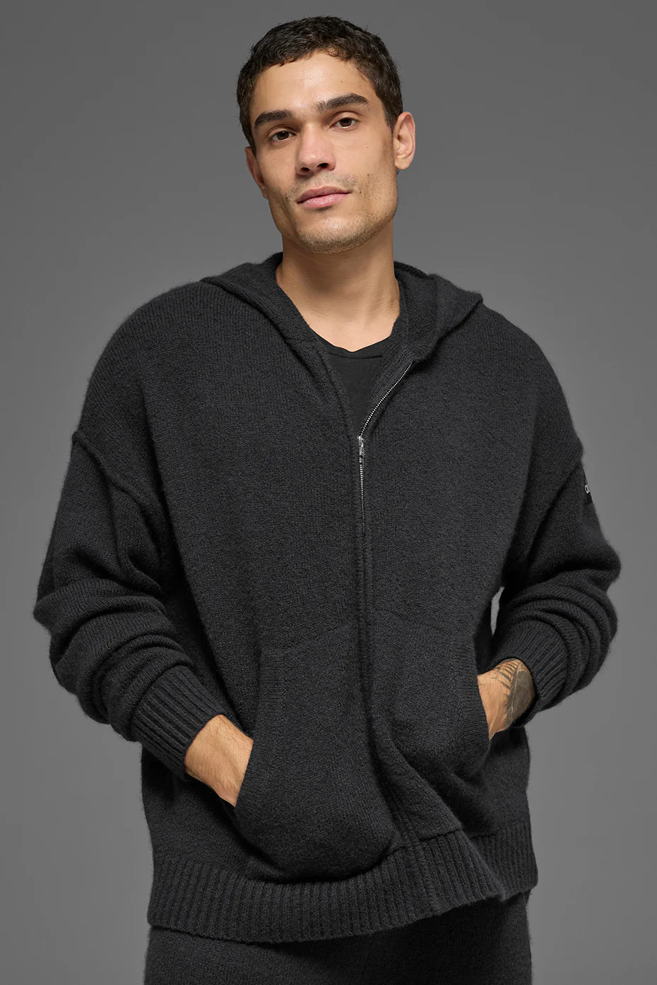 Wool?Cashmere New Class Full Zip Hoodie - Black