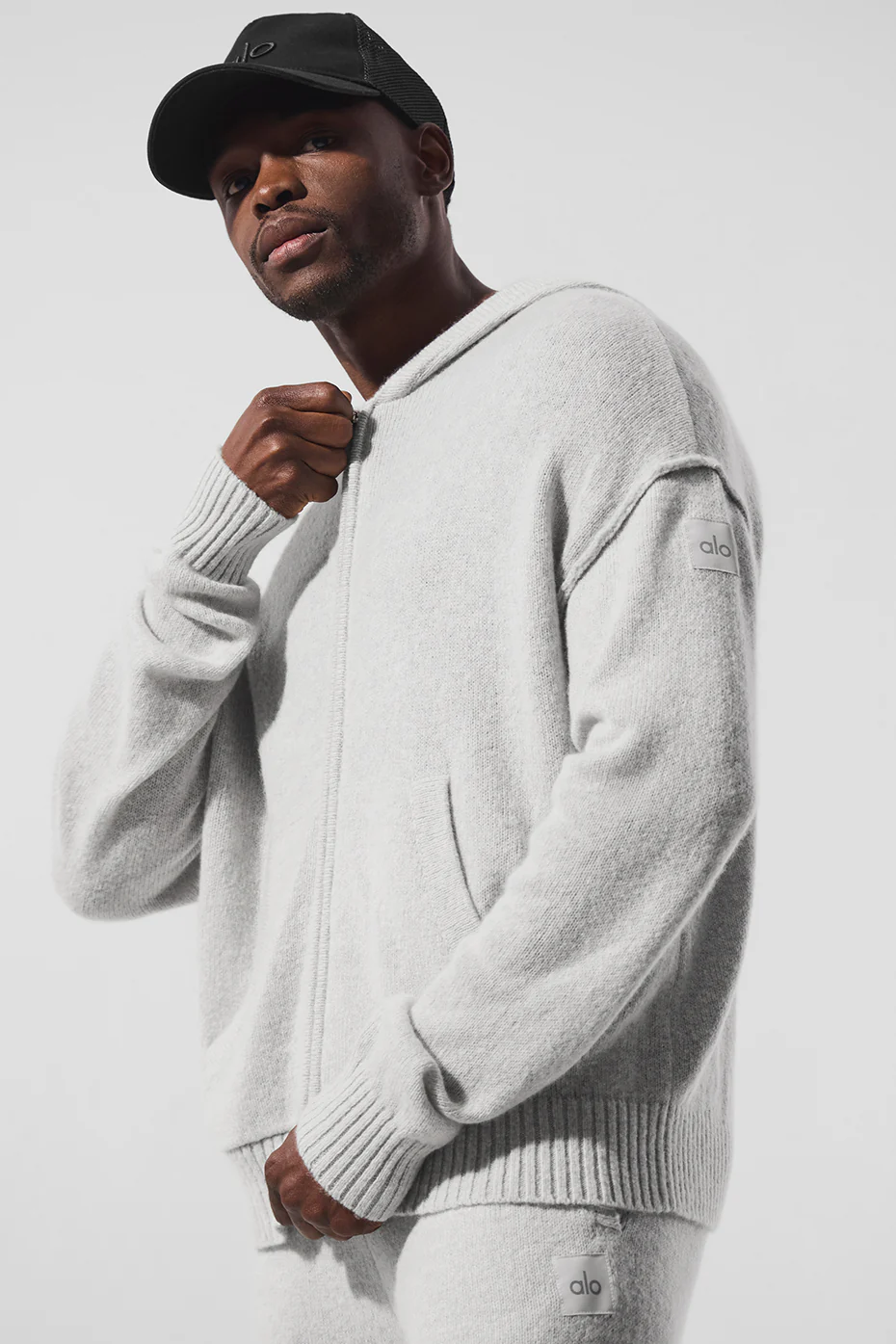 Wool?Cashmere New Class Full Zip Hoodie - Pearl Grey Heather