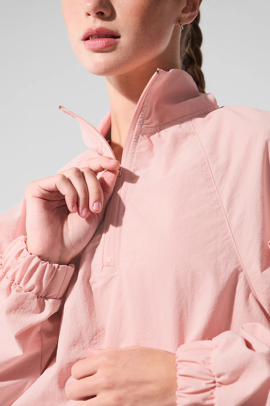 Cropped 1/4 Zip Alumni Pullover - Pink Quartz