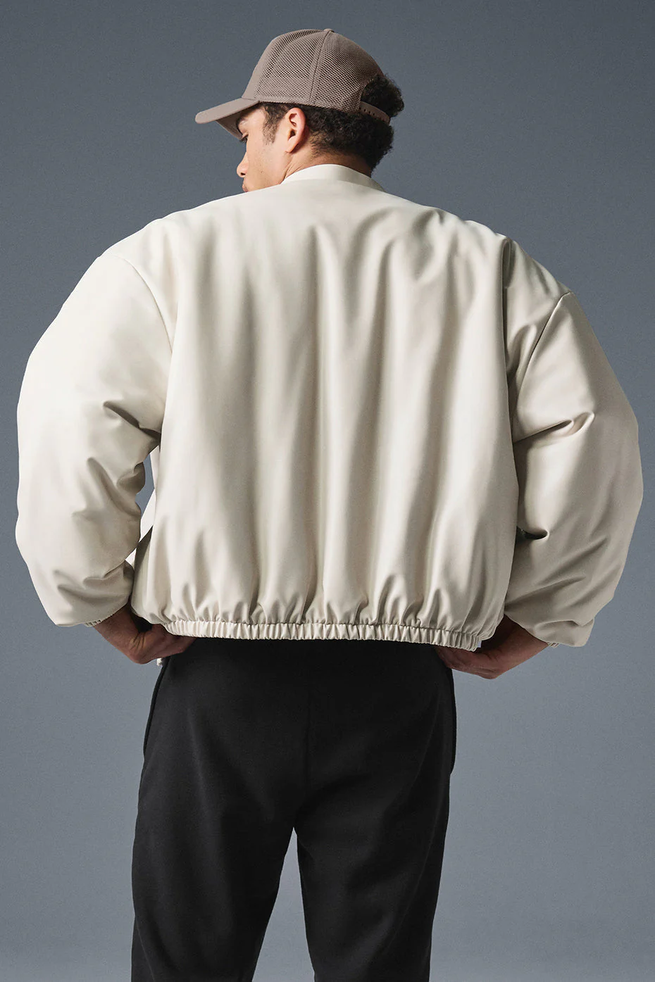Faux Leather Premier Bomber - Bone