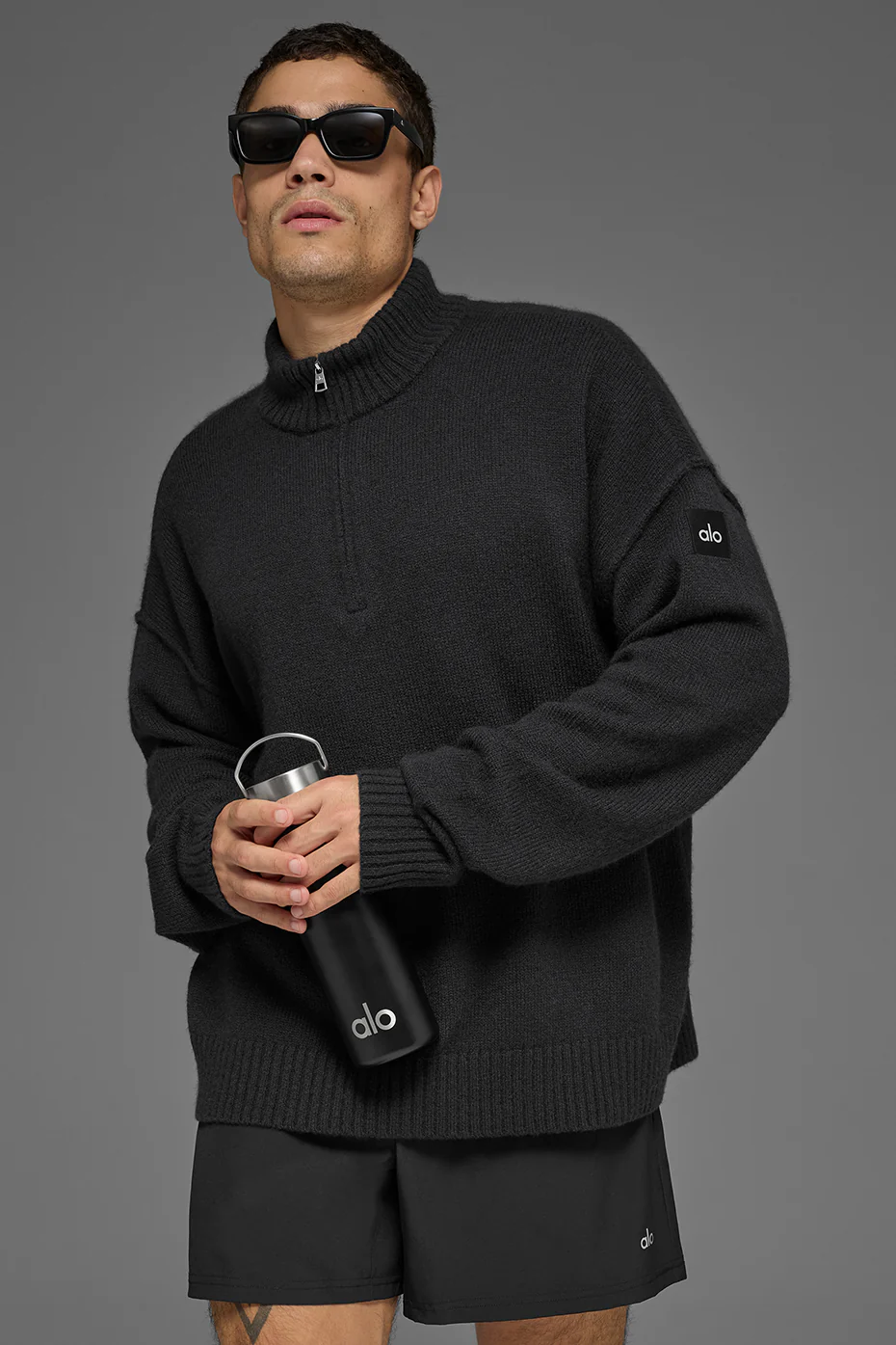 Wool Cashmere New Class 1/4 Zip Pullover - Black