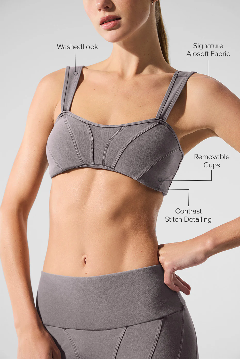 Washed Alosoft Sunray Bra - Cool Grey Wash