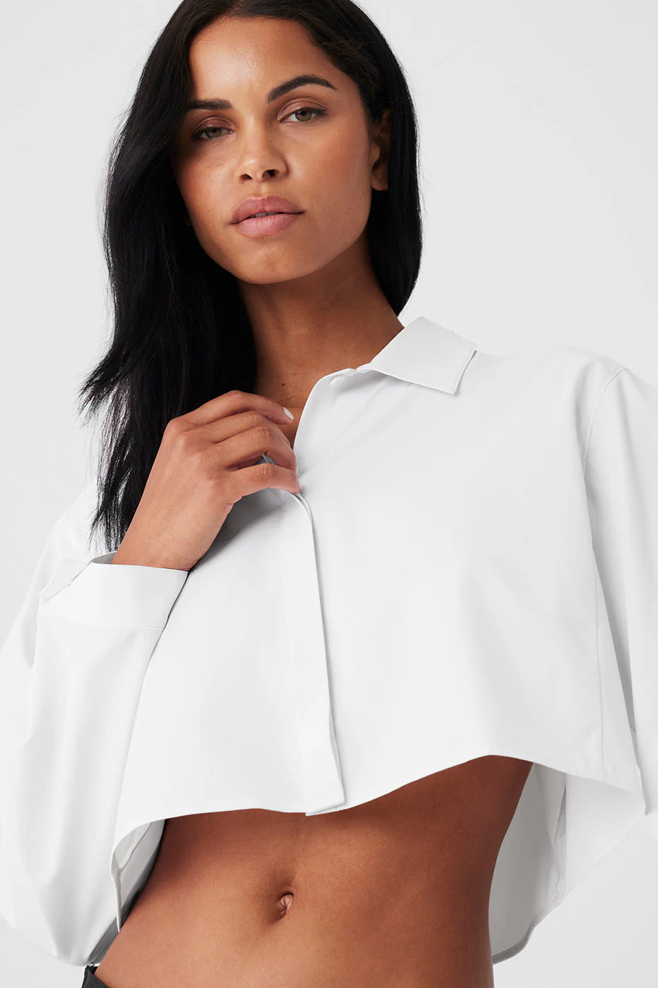 Cropped Take Me Out Button Up - White