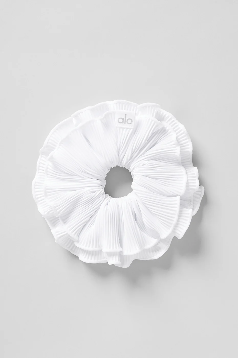 Micro Plisse Oversize Scrunchie - White