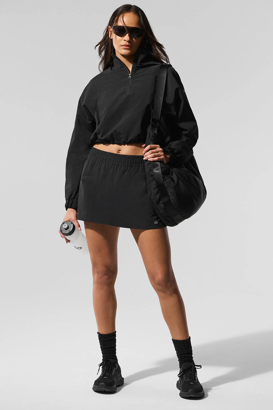 Cropped 1/4 Zip Alumni Pullover - Black