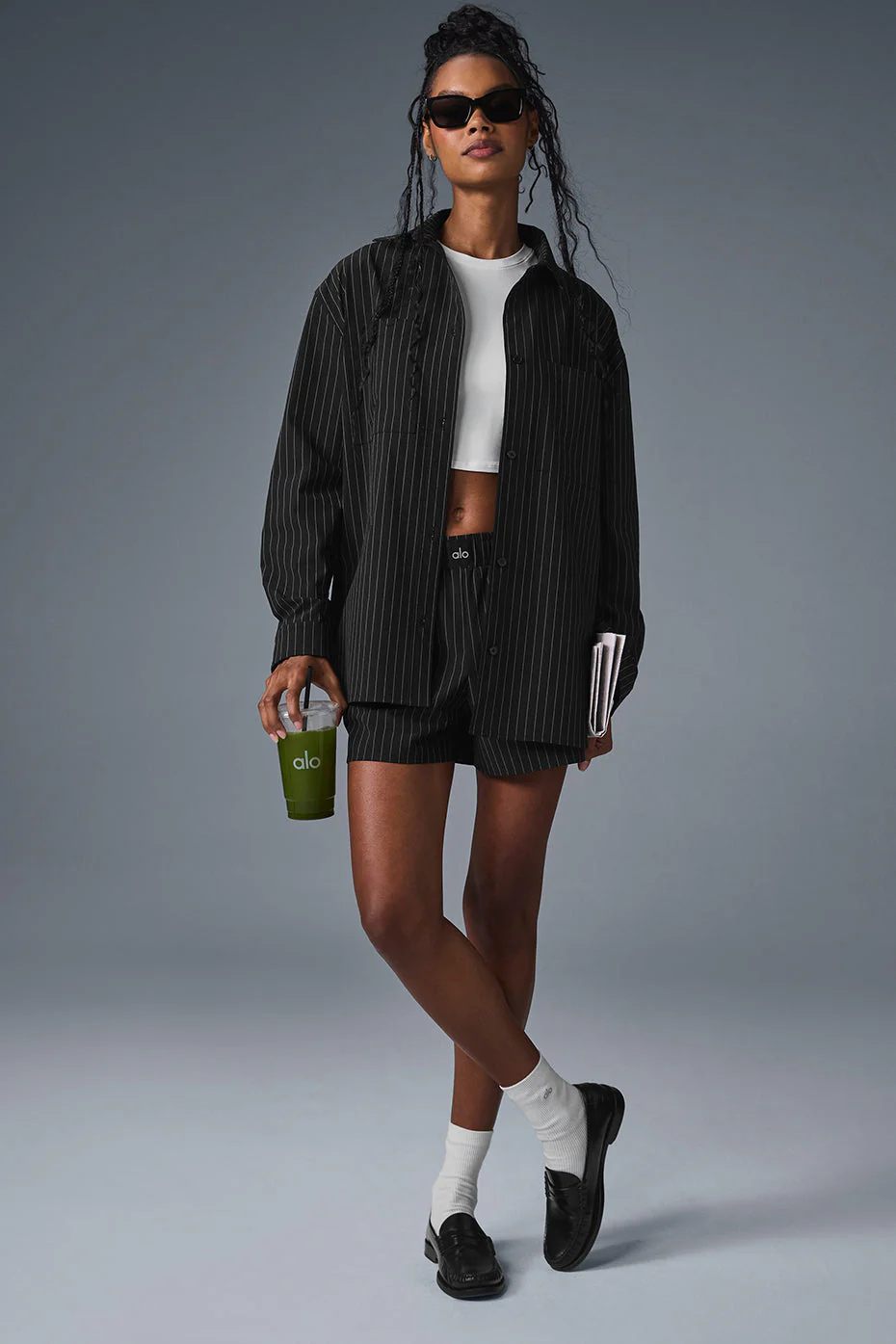 Pinstripe Daylight Button Down Long Sleeve - Black/Titanium