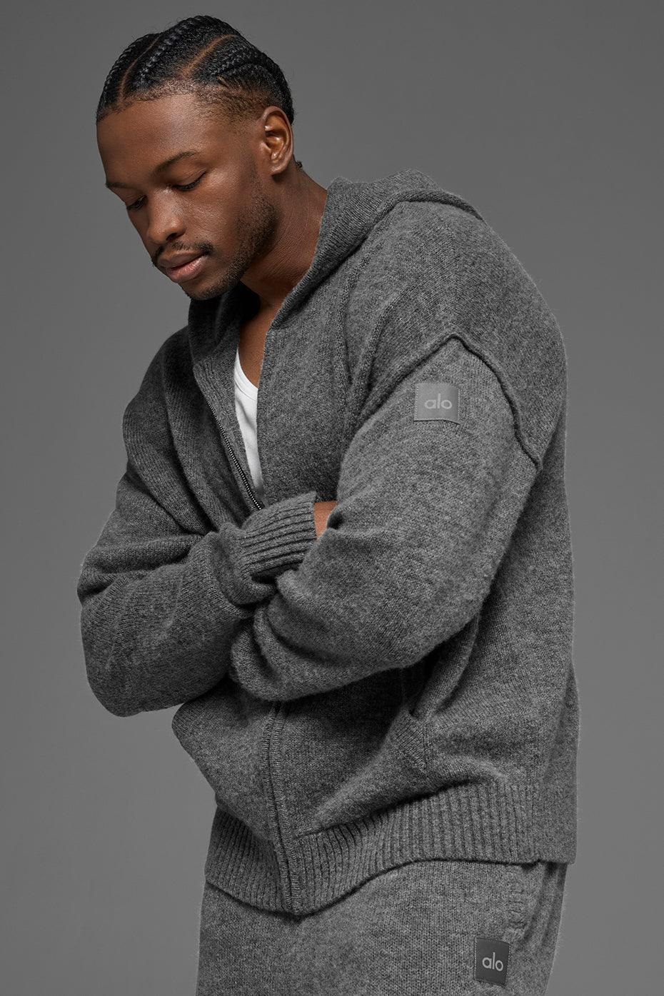 Wool?Cashmere New Class Full Zip Hoodie - Platinum Grey