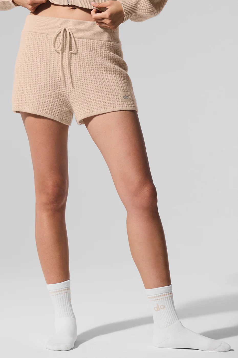Cashmere High-Waist Plush Waffle Short - Macadamia Blush