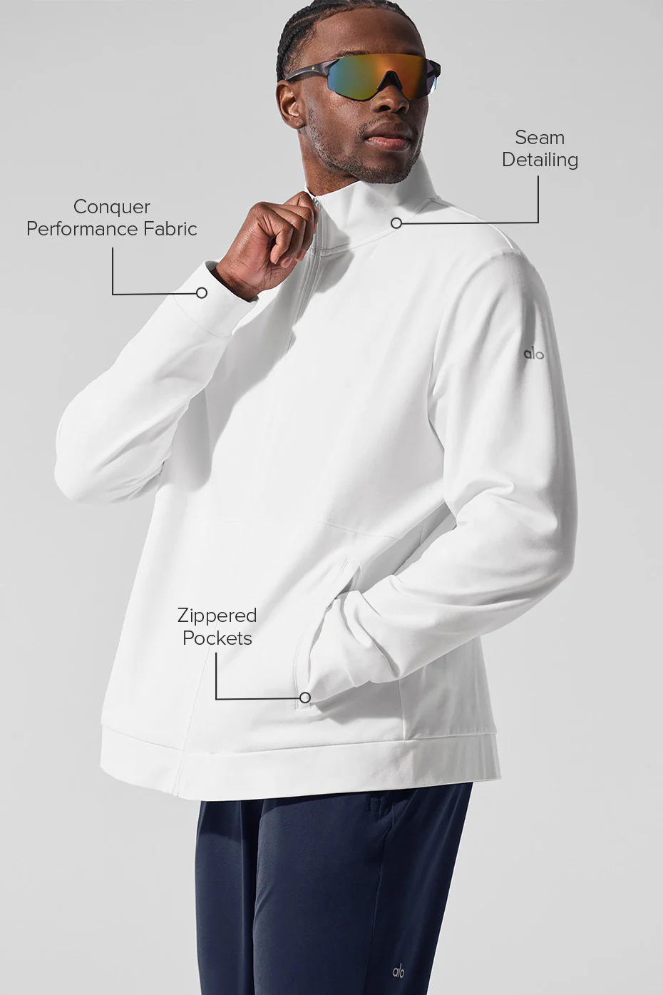 Conquer Max Mock Neck Full Zip - White