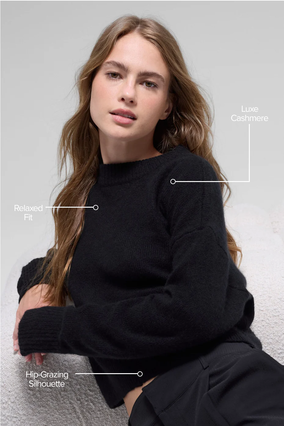 Wool Cashmere Cropped New Class Crewneck Sweater - Black