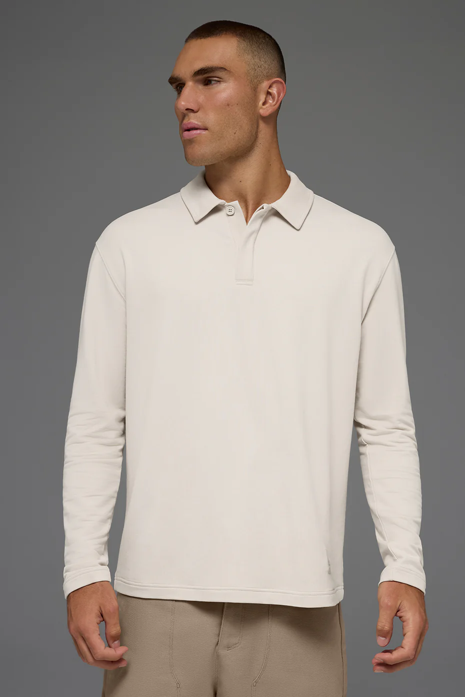Double Take Long Sleeve Polo - Bone