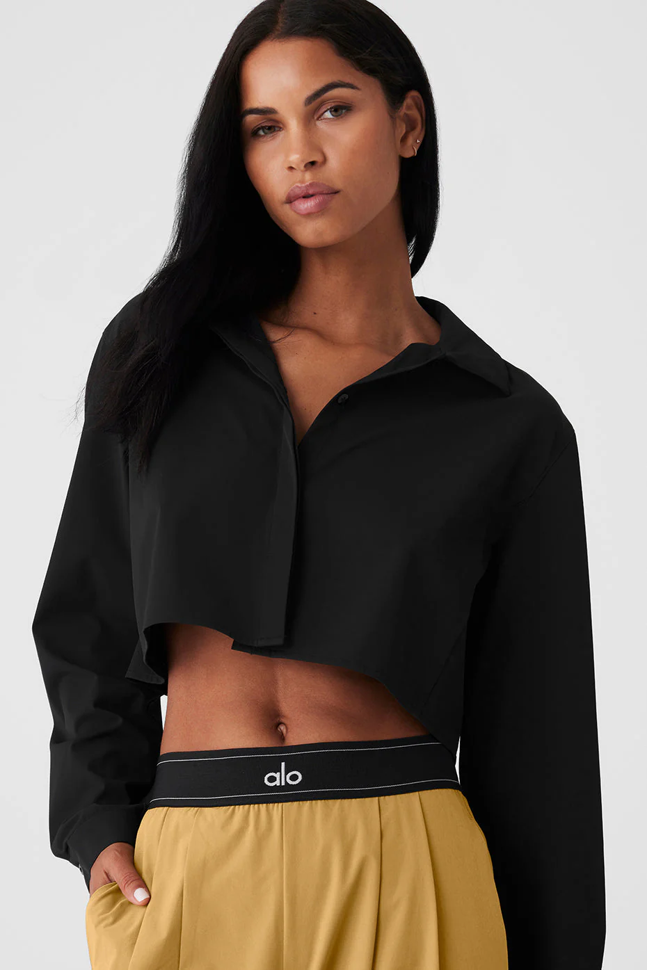 Cropped Take Me Out Button Up - Black