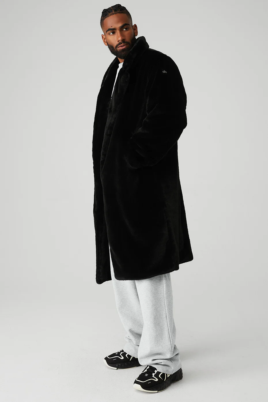 Oversized Faux Fur Trench - Black