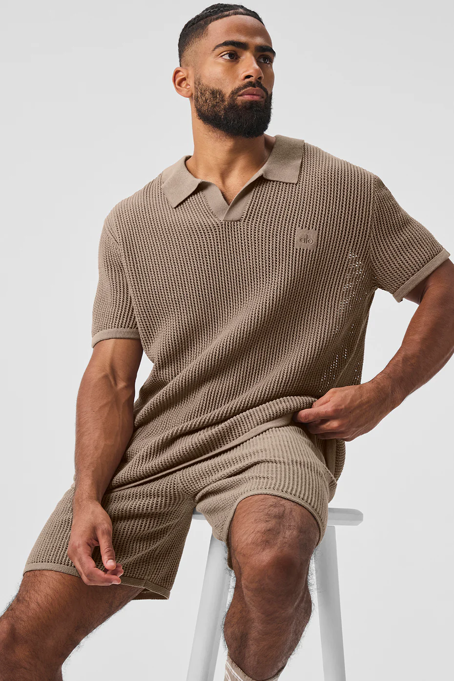 Open-Knit Polo - Gravel