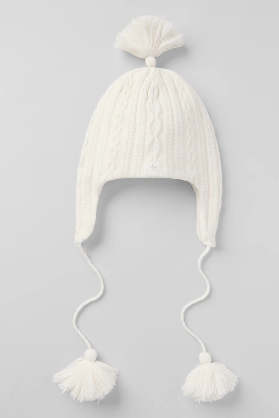 Cable Knit Winter Bliss Earflap Beanie - Ivory