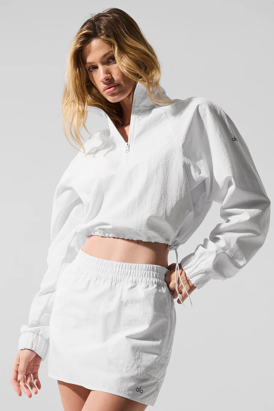 Cropped 1/4 Zip Alumni Pullover - White