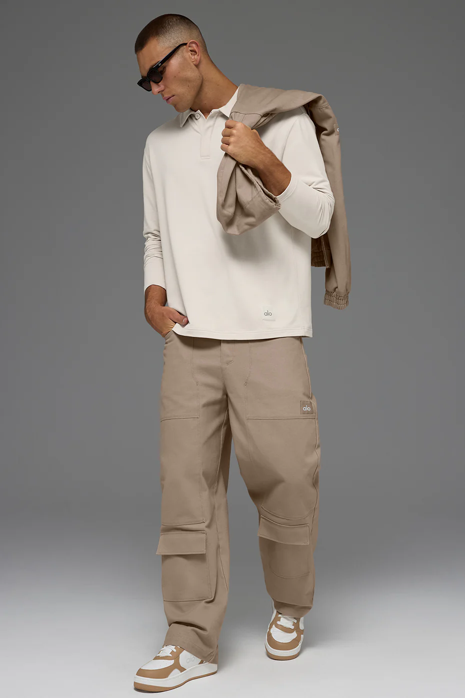 Double Take Long Sleeve Polo - Bone