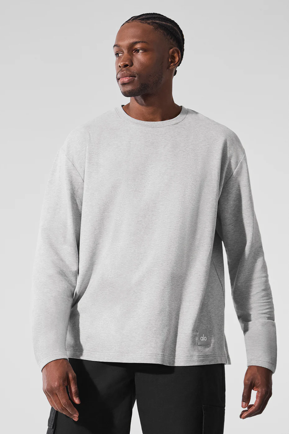 Double Take Long Sleeve Crew - Athletic Heather Grey