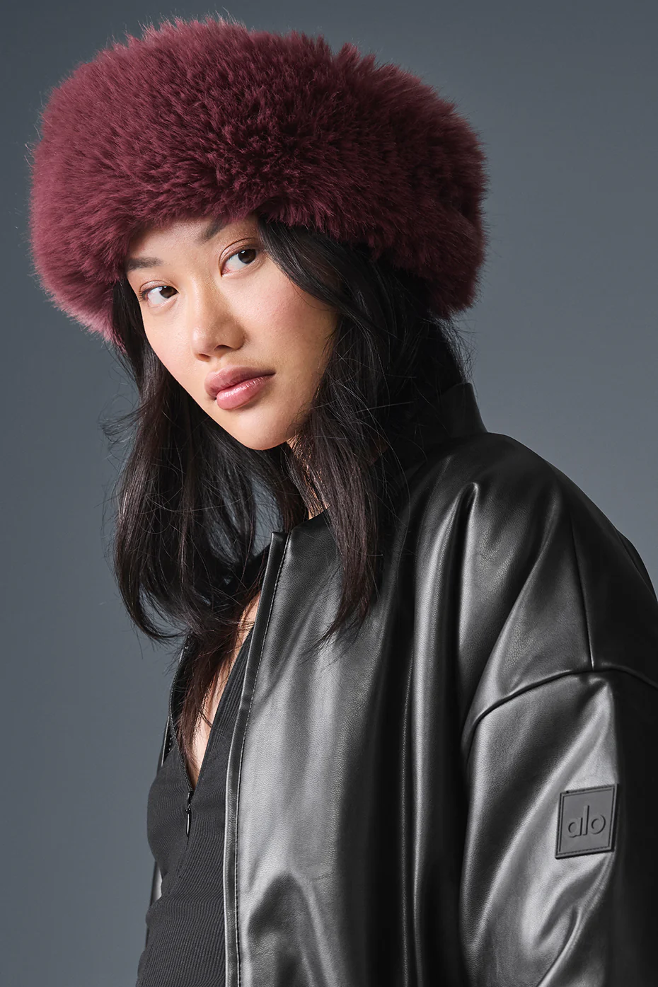 Opulent Faux Fur Wintersun Headband - Burgundy Truffle