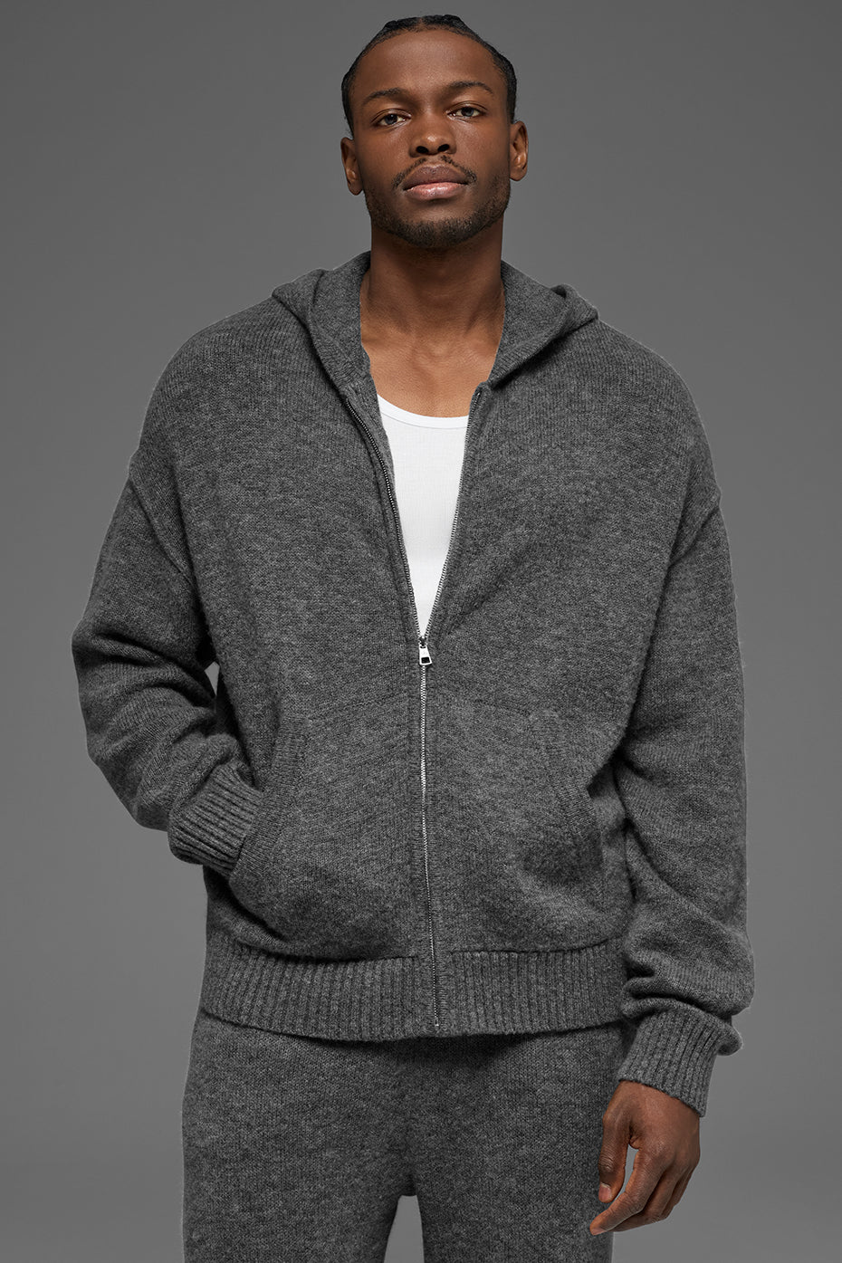 Wool?Cashmere New Class Full Zip Hoodie - Platinum Grey
