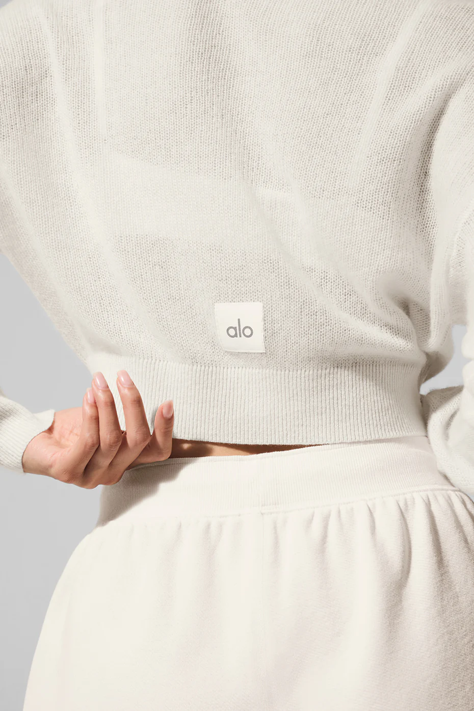 Sheer Cashmere Cropped Cardigan - Ivory