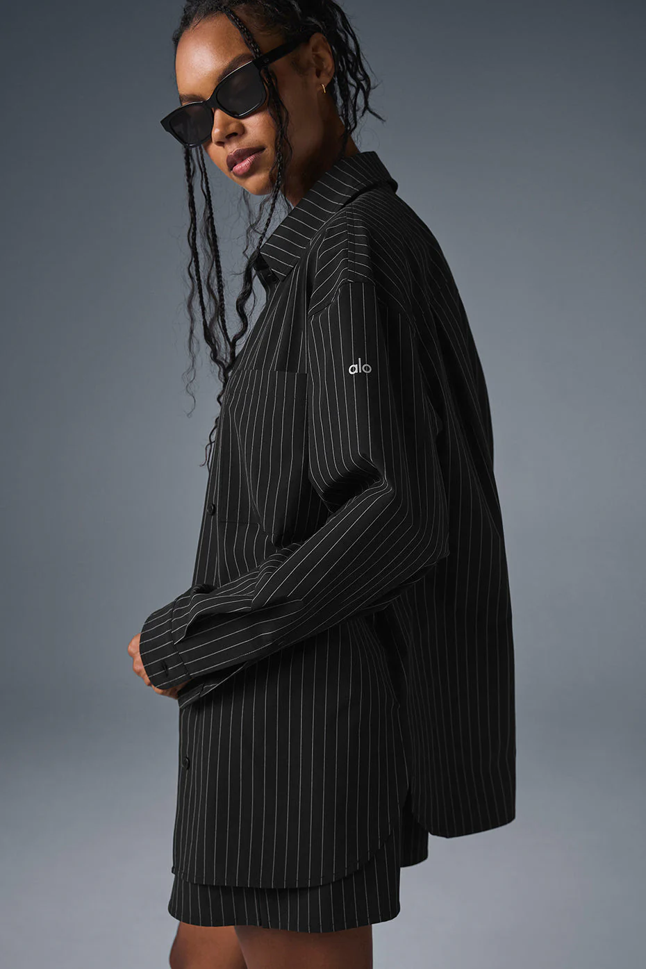 Pinstripe Daylight Button Down Long Sleeve - Black/Titanium