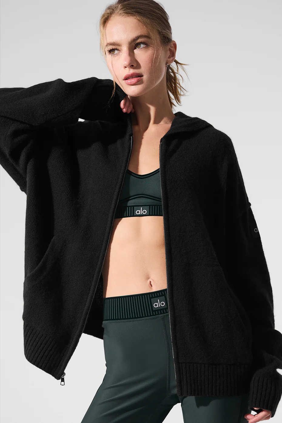 Wool?Cashmere New Class Full Zip Hoodie - Black