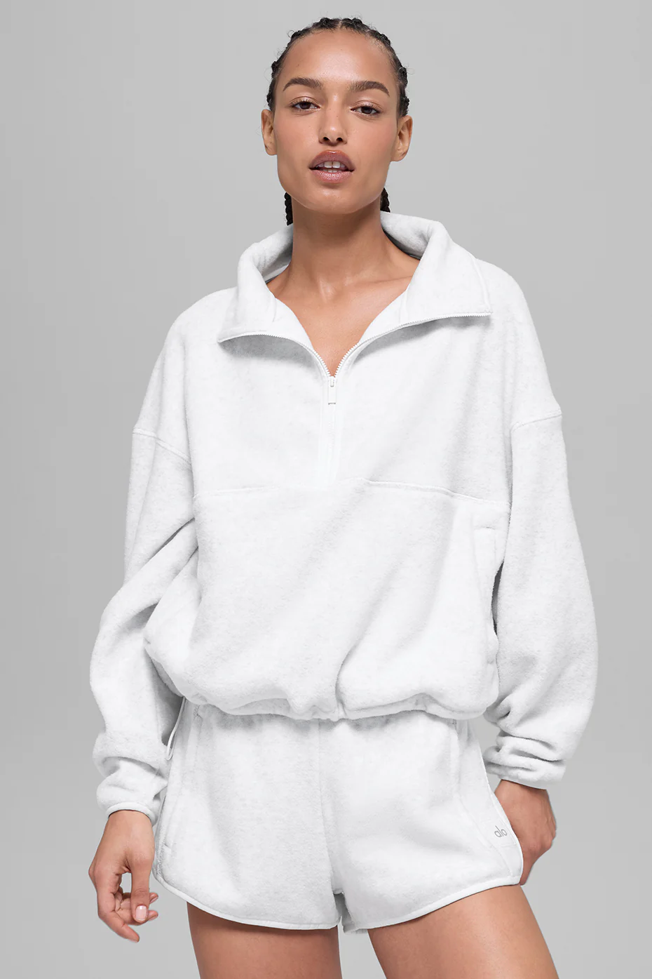 Polar Fleece Retreat Cover Up - White Heather Grey