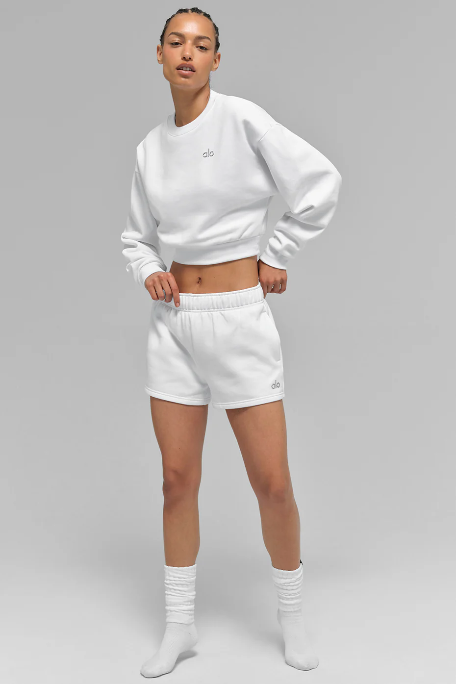 Cropped Accolade Crewneck - White