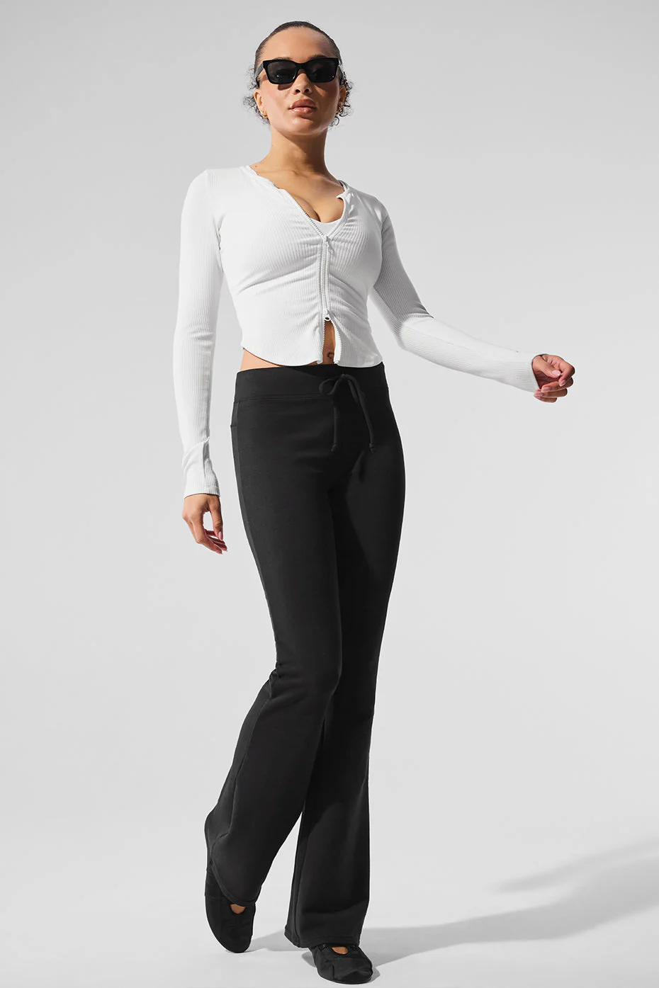 Ribbed Stardust Long Sleeve - White