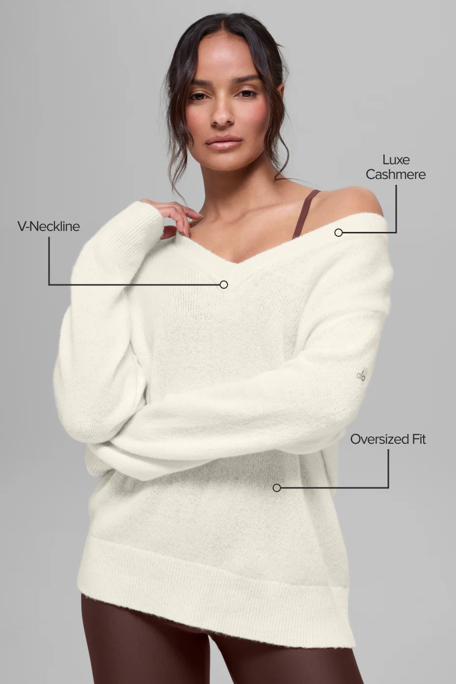 Wool Cashmere New Class Oversized V-Neck Sweater - Ivory
