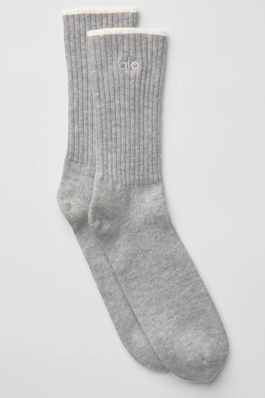 Unisex Wool Cashmere Light Frosted Sock - Light Heather Grey/Ivory