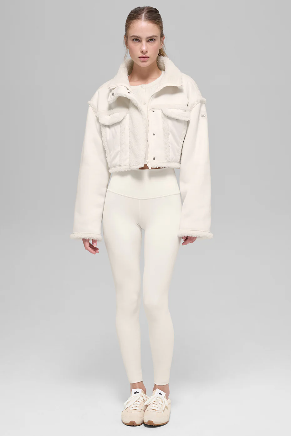 Faux Shearling Snowfall Cropped Jacket - Ivory