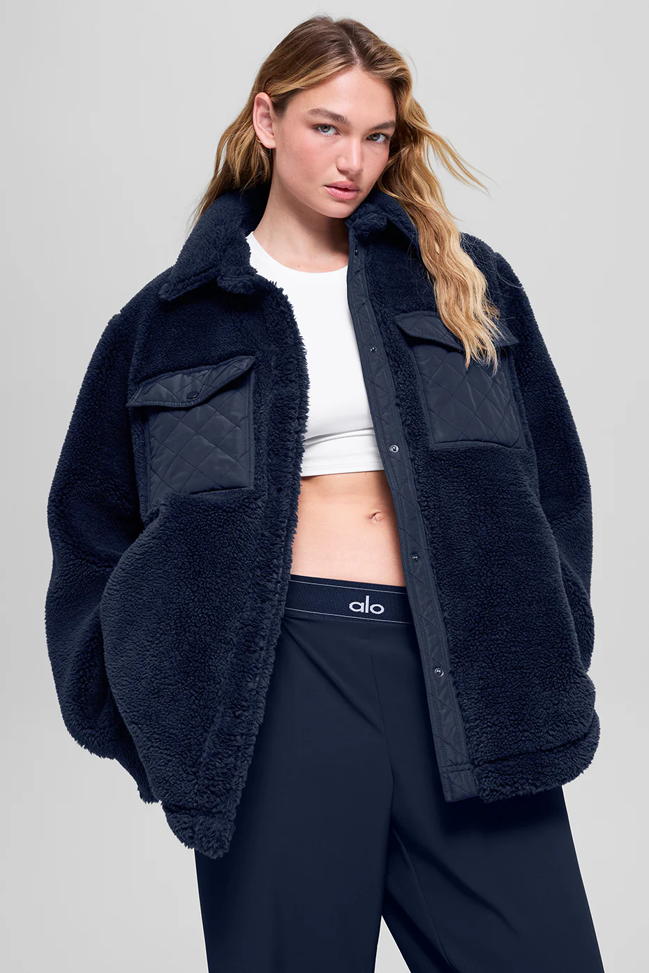 Sherpa Edge Shacket - Navy