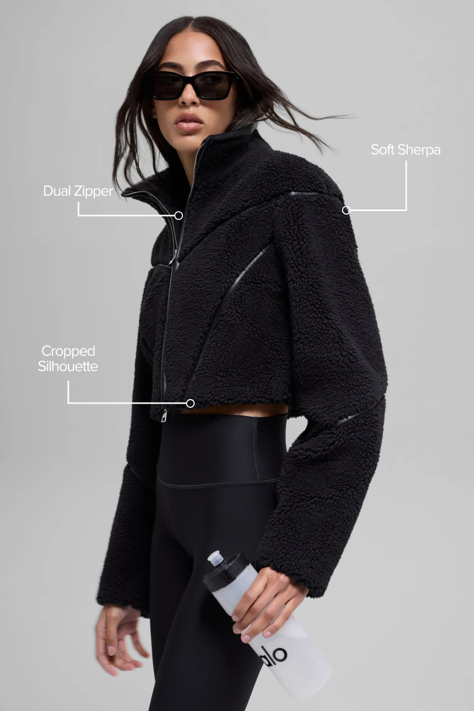 Sherpa Cropped Slope Side Jacket - Black