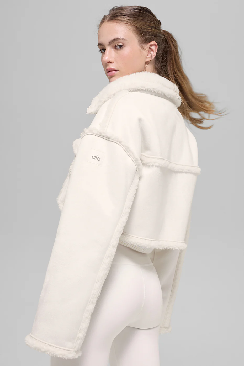 Faux Shearling Snowfall Cropped Jacket - Ivory
