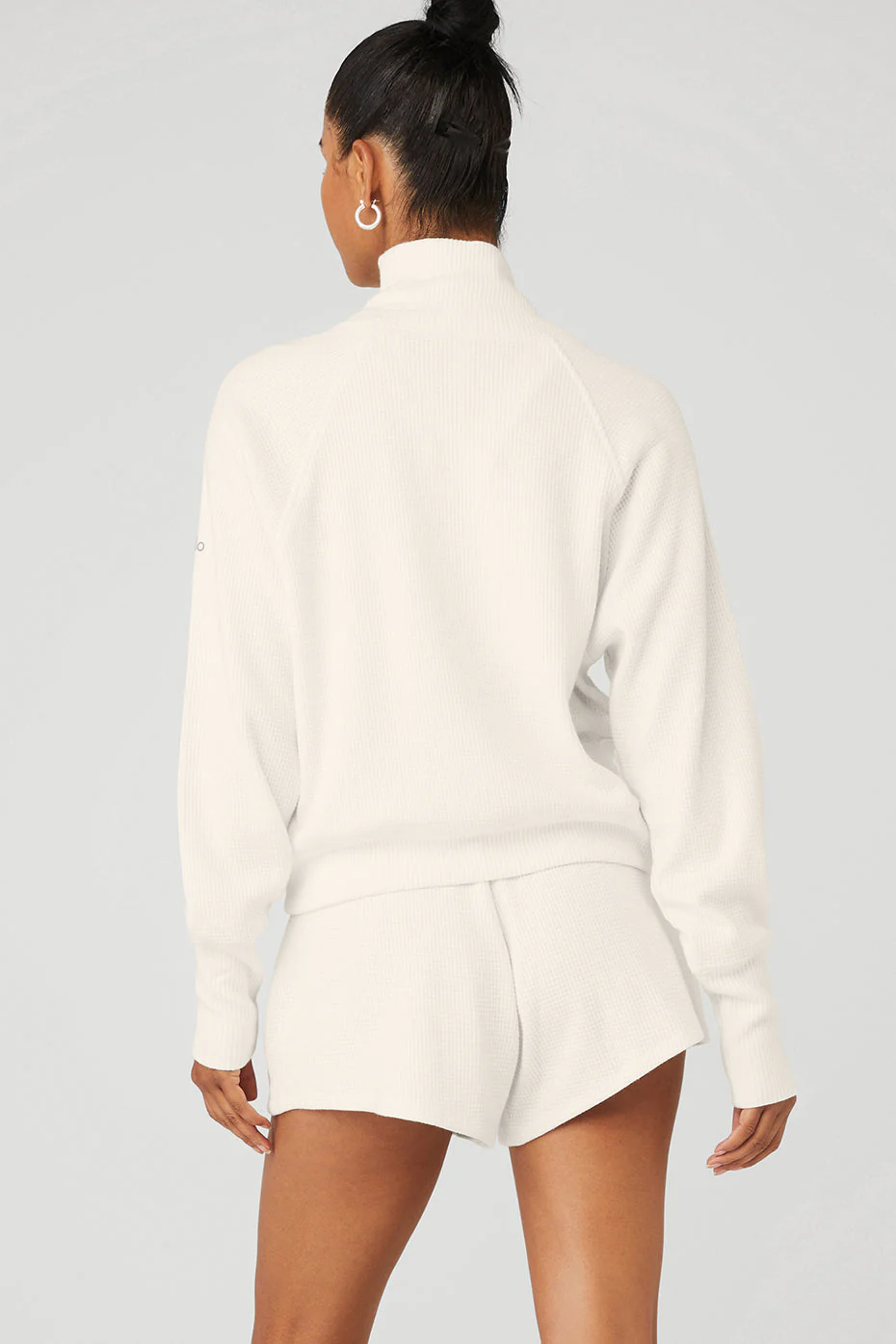Waffle Weekend Escape Mock Neck Long Sleeve - Ivory