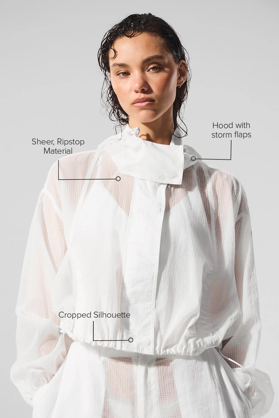 Cropped Game Time Full Zip Jacket - White