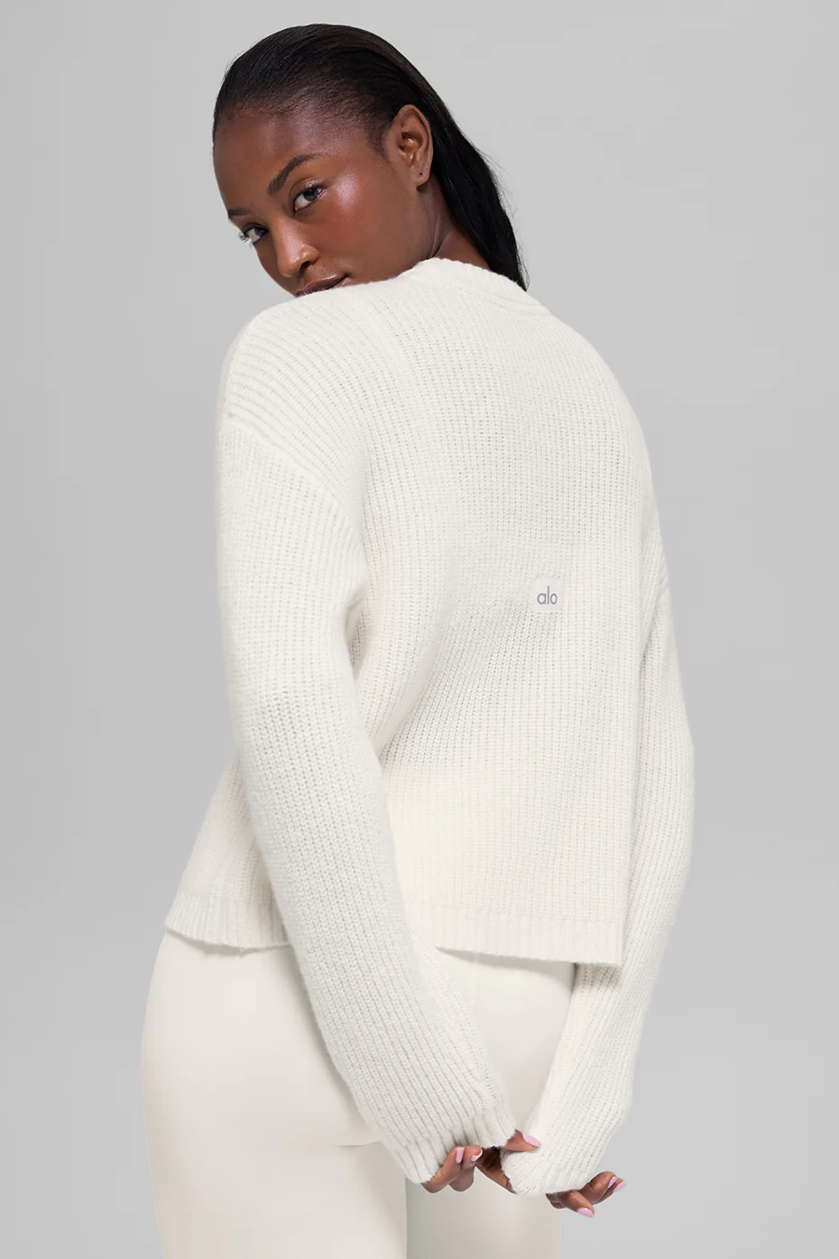 Wool Cashmere Ribbed Noble Crewneck Sweater - Ivory