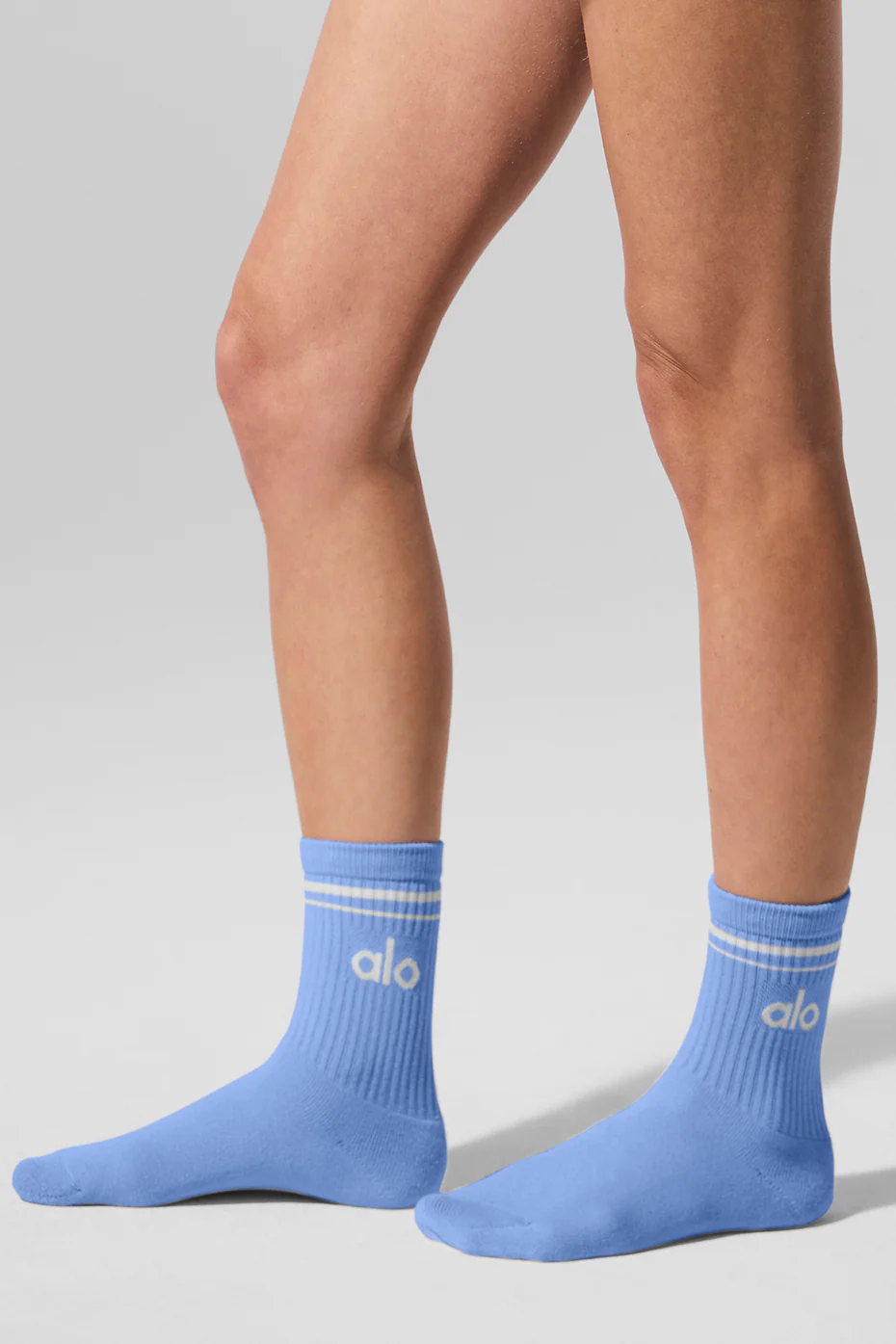 Unisex Half-Crew Throwback Sock - Crystal Clear Blue/White