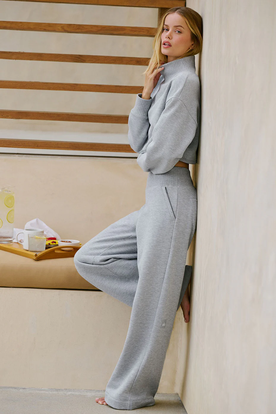 Serenity Wide Leg Sweatpant - Athletic Heather Grey