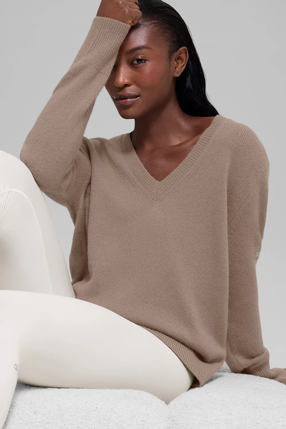 Wool Cashmere New Class Oversized V-Neck Sweater - Chai Latte