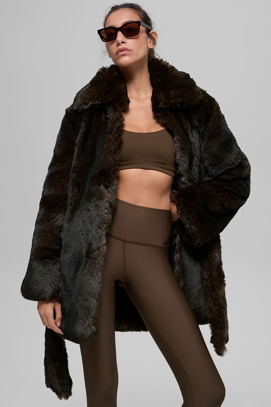 Faux Fur Starstruck Coat - Midnight Brown/Black